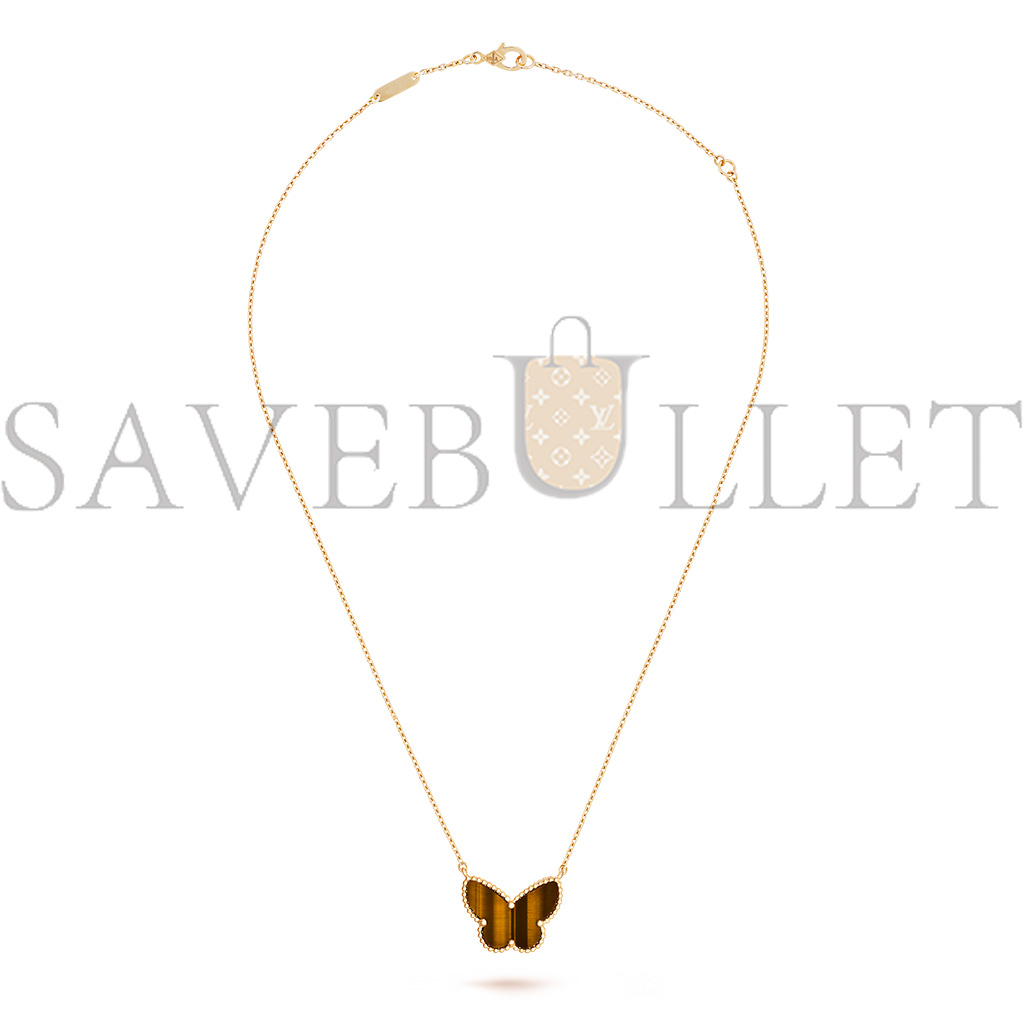V*N CL*F  arpels lucky alhambra butterfly pendant - yellow gold, tiger eye vcard98500